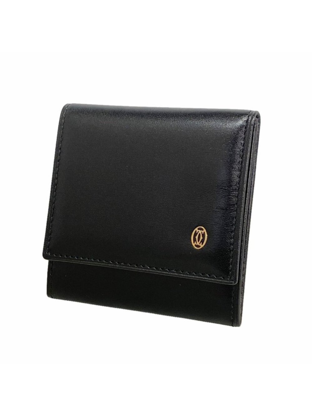 Cartier Coin Purse Pasha Leather Black Gold